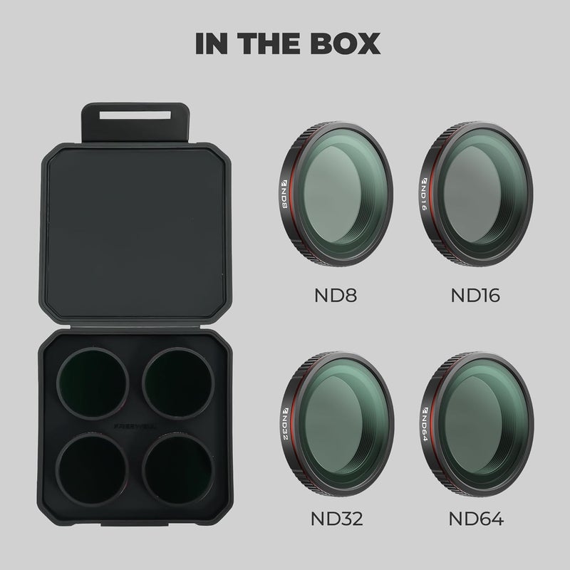 FreeWell مجموعة فلاتر يومية قياسية لجهاز DJI Osmo Nano – فلاتر ND8 و ND16 و ND32 و ND64 - Image 4